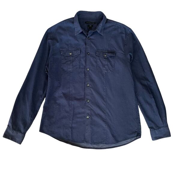John Varvatos U.S.A. Men’s Luxe Blue Button Down Chest Pockets Long Sleeve Shirt - Picture 1 of 9